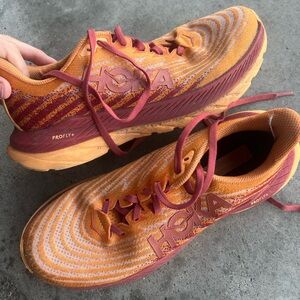 Hoka Orange and Maroon Women's Running Shoes